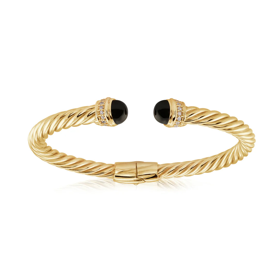 Miss Mimi Black Onyx Hinged Twist Bangle