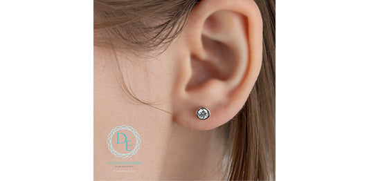 Lab Grown Bezel Set Stud Earrings