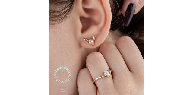 Chevron Lab Grown Diamond Stud Earrings