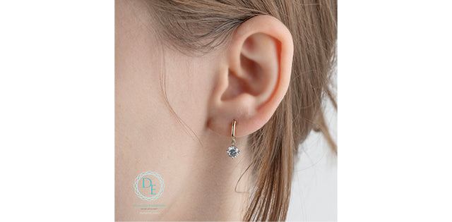 Diamond Drop Hoop Earrings