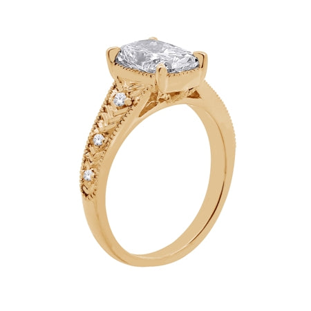 Elongated Cushion Antique Style Engagement Ring