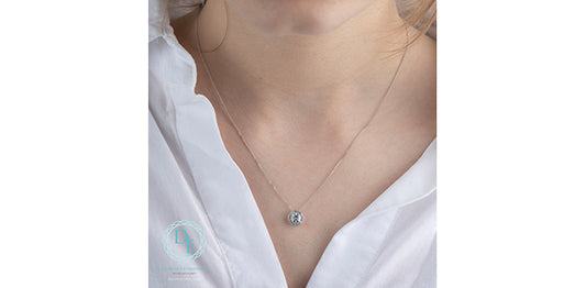 Round Halo Lab Grown Diamond Necklace