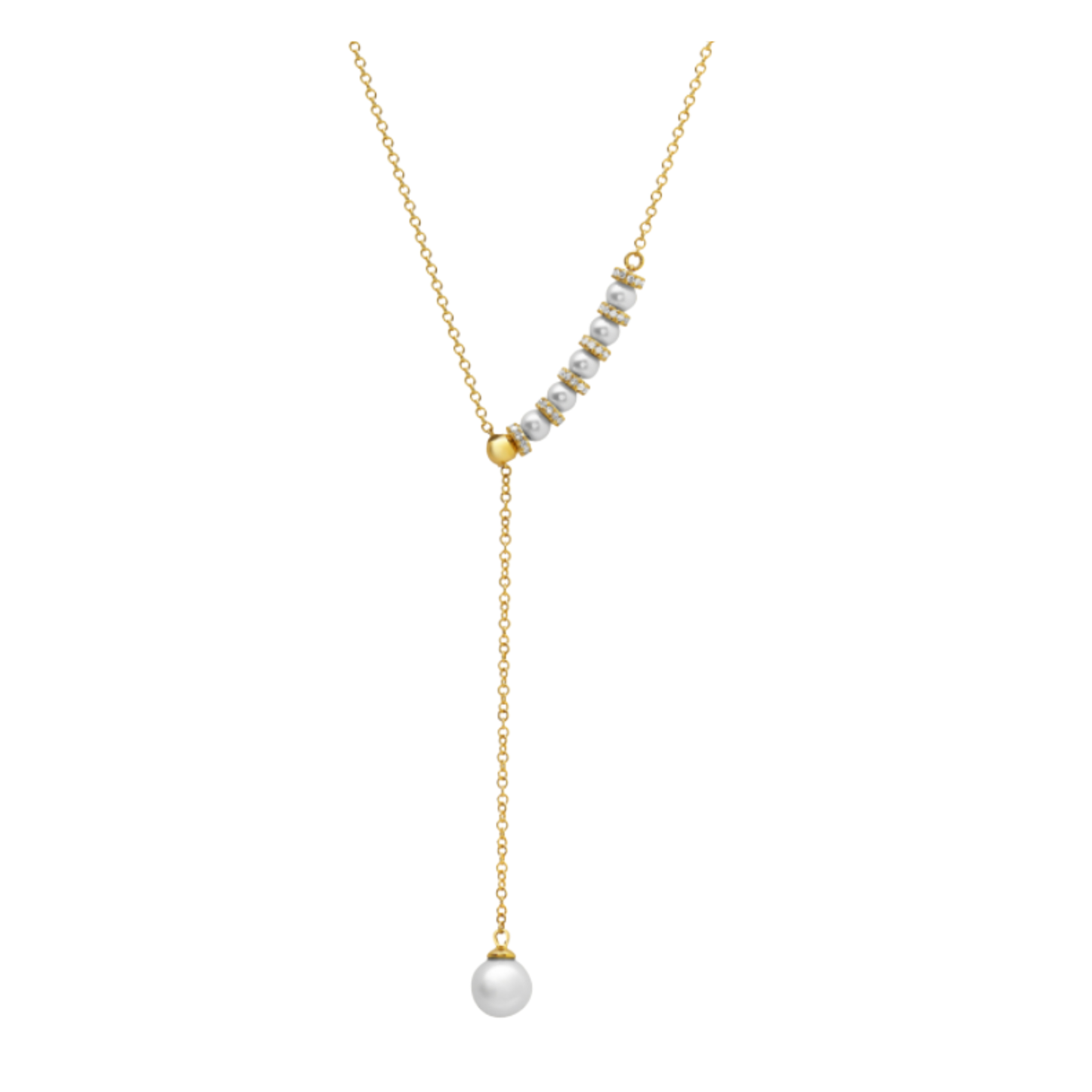 Bassali Pearl & Diamond Lariat Necklace