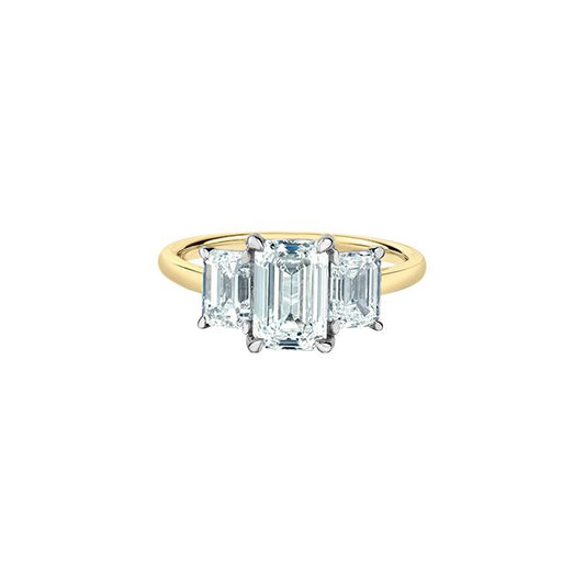 Emerald Cut Trinity Lab Grown Diamond Engagement Ring