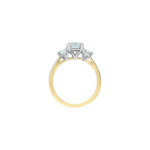 Emerald Cut Trinity Lab Grown Diamond Engagement Ring