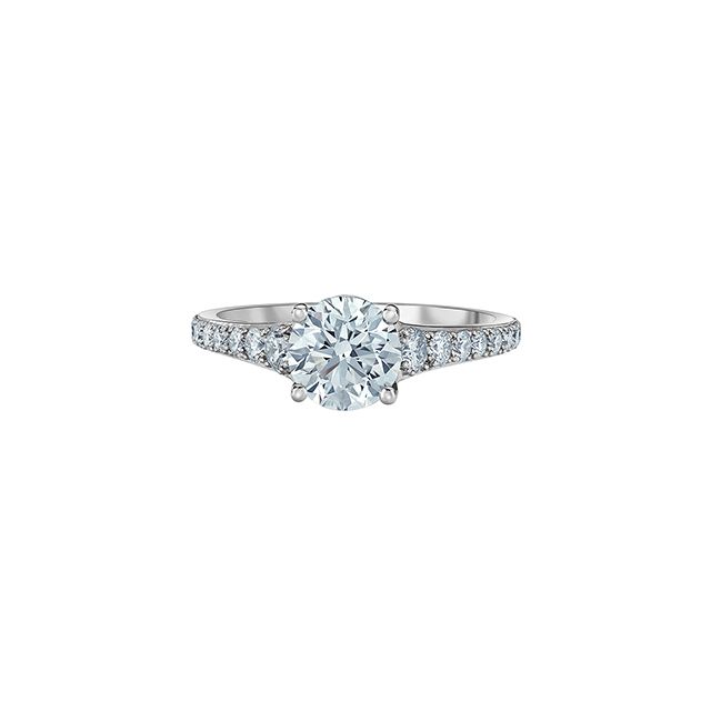 Classic Round Brilliant Accented Engagement Ring