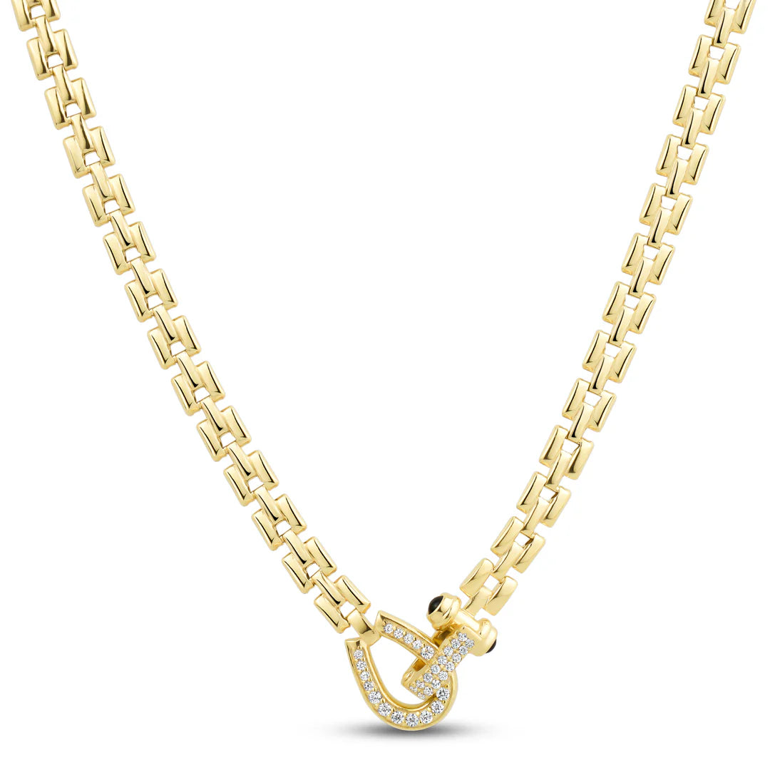 Miss Mimi Equestrian Square Link Front Closure Necklace