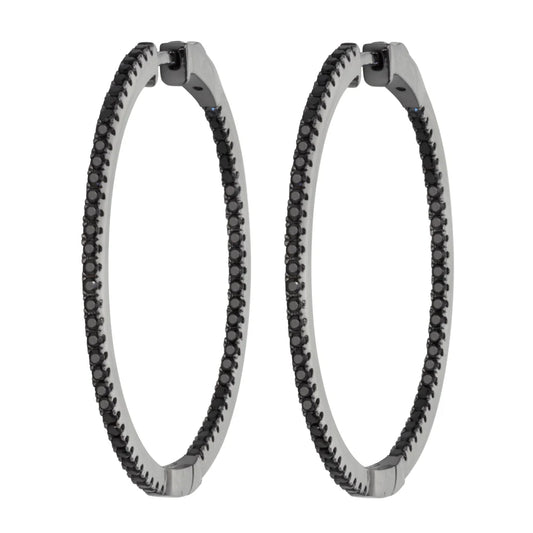 Miss Mimi Large Inside Out Hoop in Black