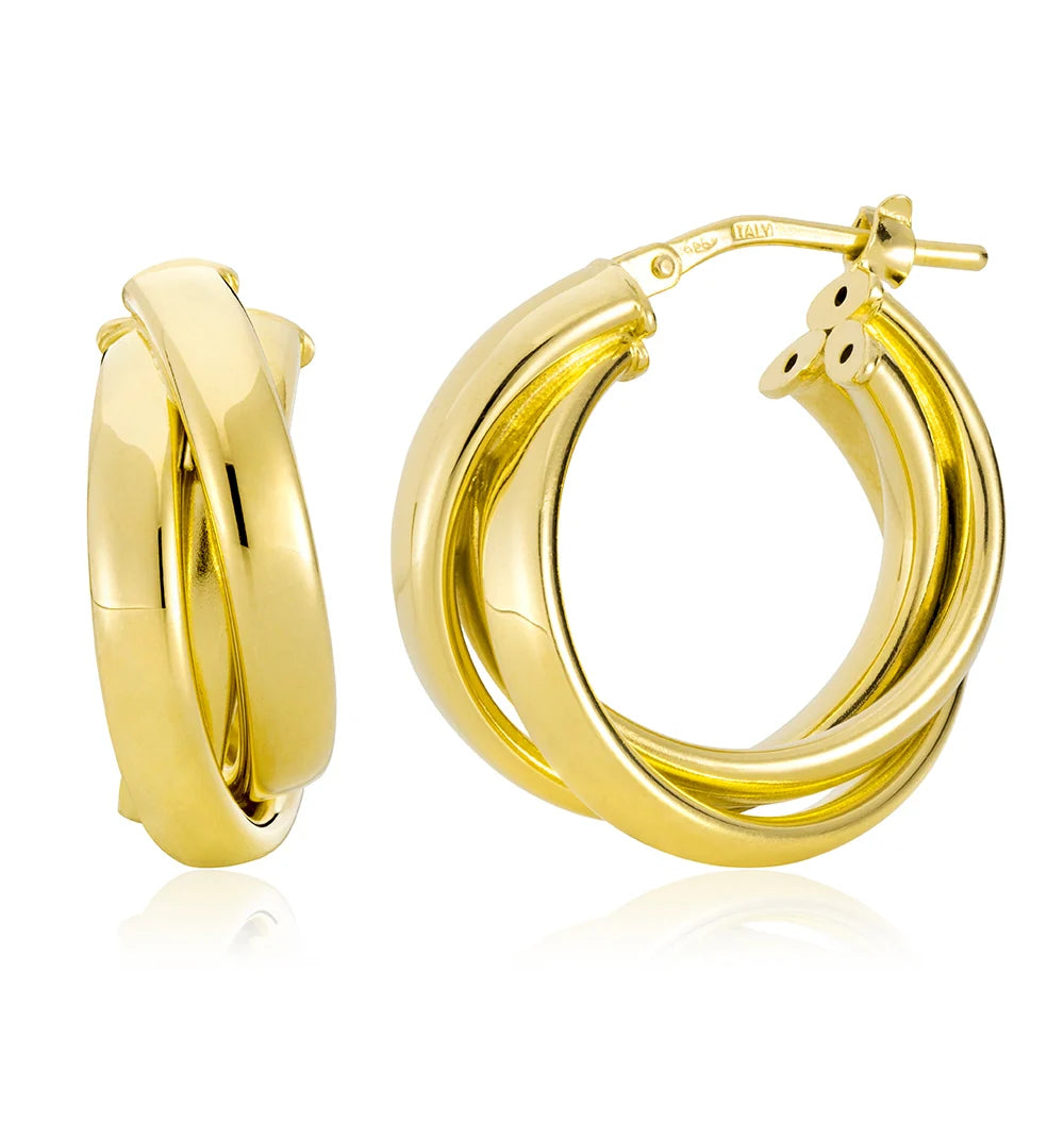 Miss Mimi Small Criss Cross Hoops in Yellow