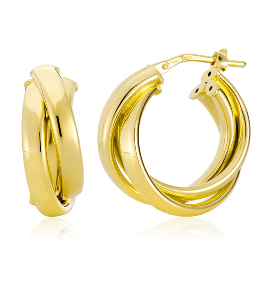 Miss Mimi Small Criss Cross Hoops in Yellow