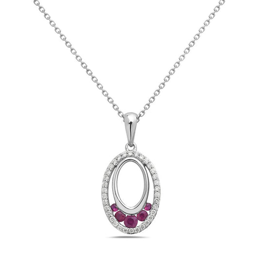 Bassali Ruby and Diamond Open Oval Pendant