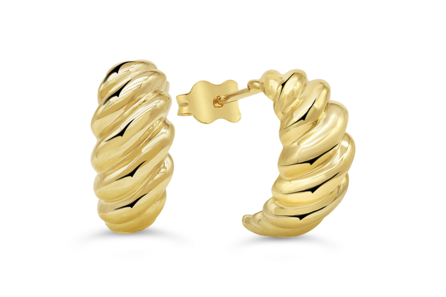 Ribbed Gold Earrings