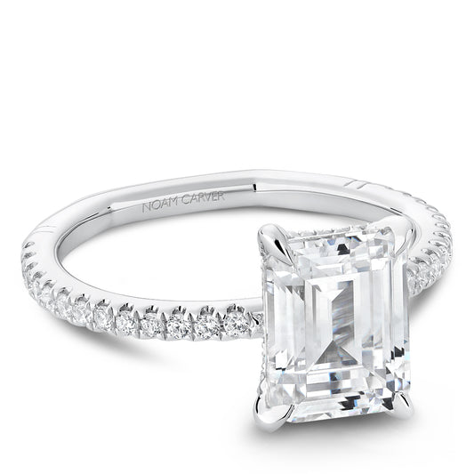 Noam Carver "Atelier" Emerald Cut Center, Diamond Accented & Hidden Halo Engagement Ring
