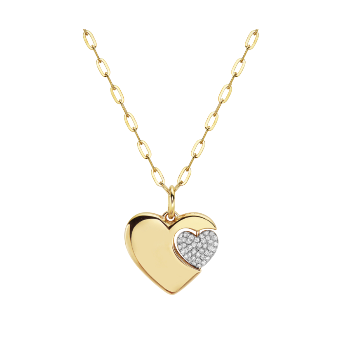Bassali Pave Diamond Double Heart Necklace