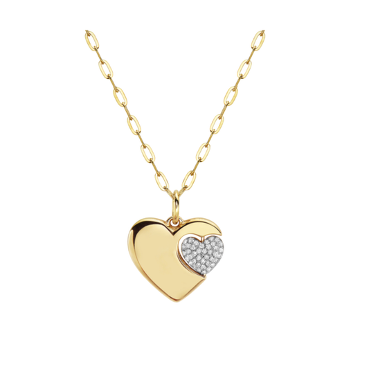 Bassali Pave Diamond Double Heart Necklace