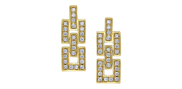 Pave Diamond Link Drop Earrings