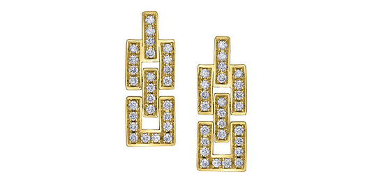 Pave Diamond Link Drop Earrings