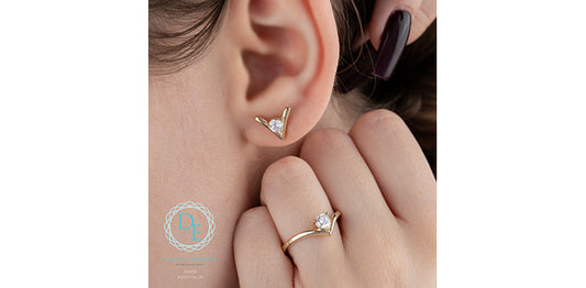 Chevron Lab Grown Diamond Stud Earrings