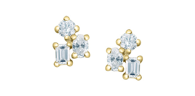 Mixed Shape Lab Grown Diamond Stud Earrings