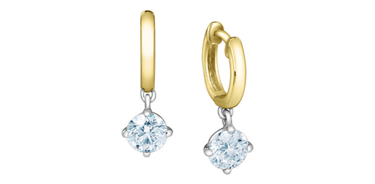Diamond Drop Hoop Earrings