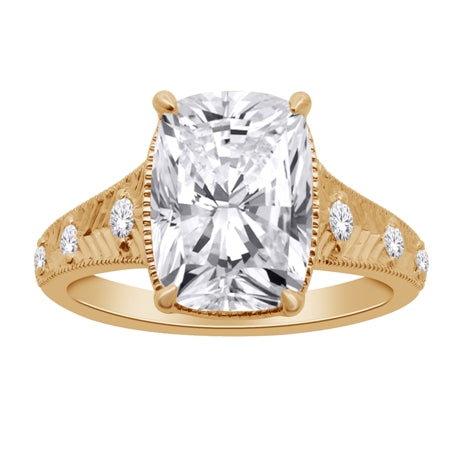 Elongated Cushion Antique Style Engagement Ring