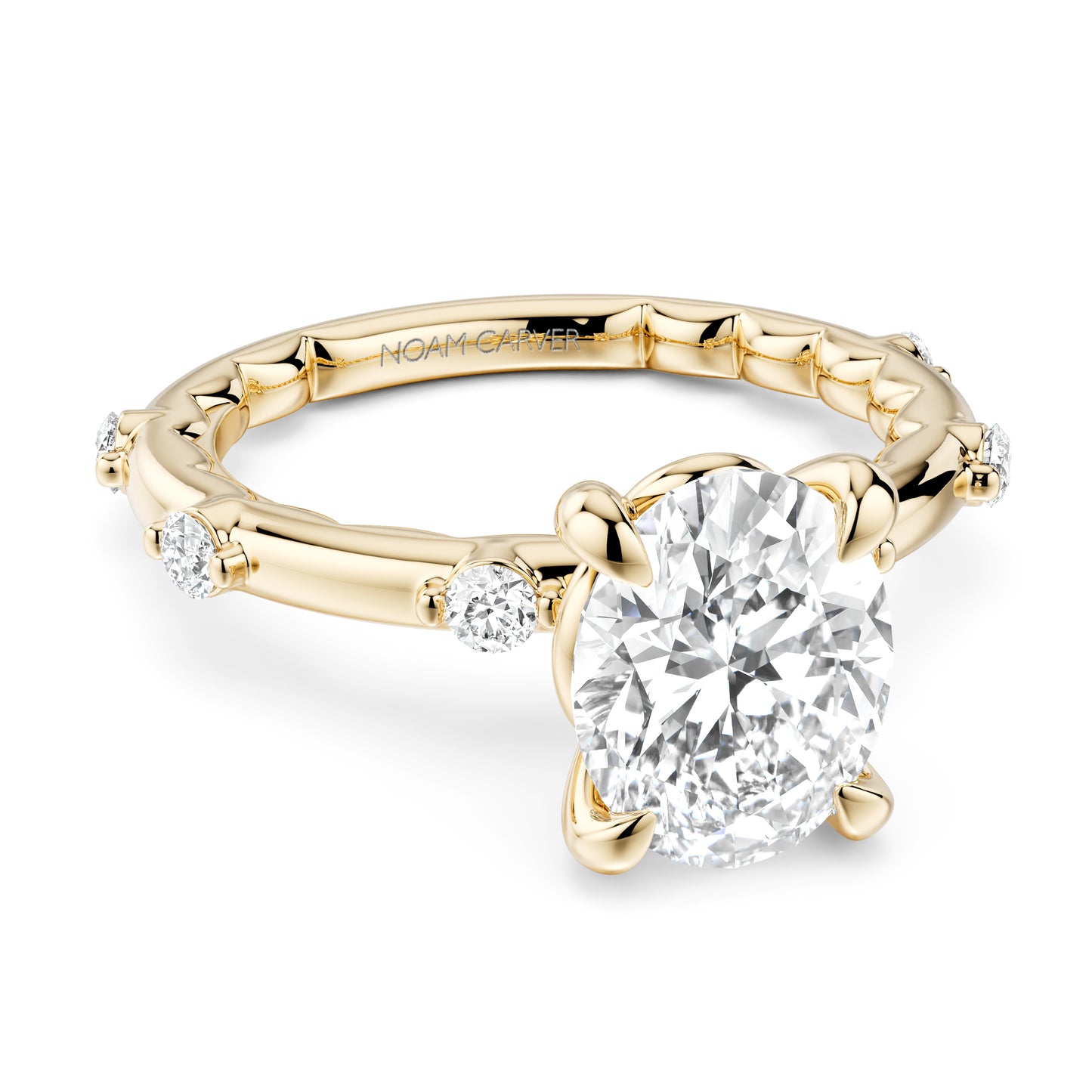 Noam Carver "Luna" Oval Center, Diamond Accented Engagement Ring