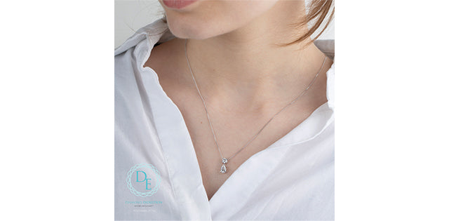 Round & Pear Shape Lab Grown Diamond Drop Necklace