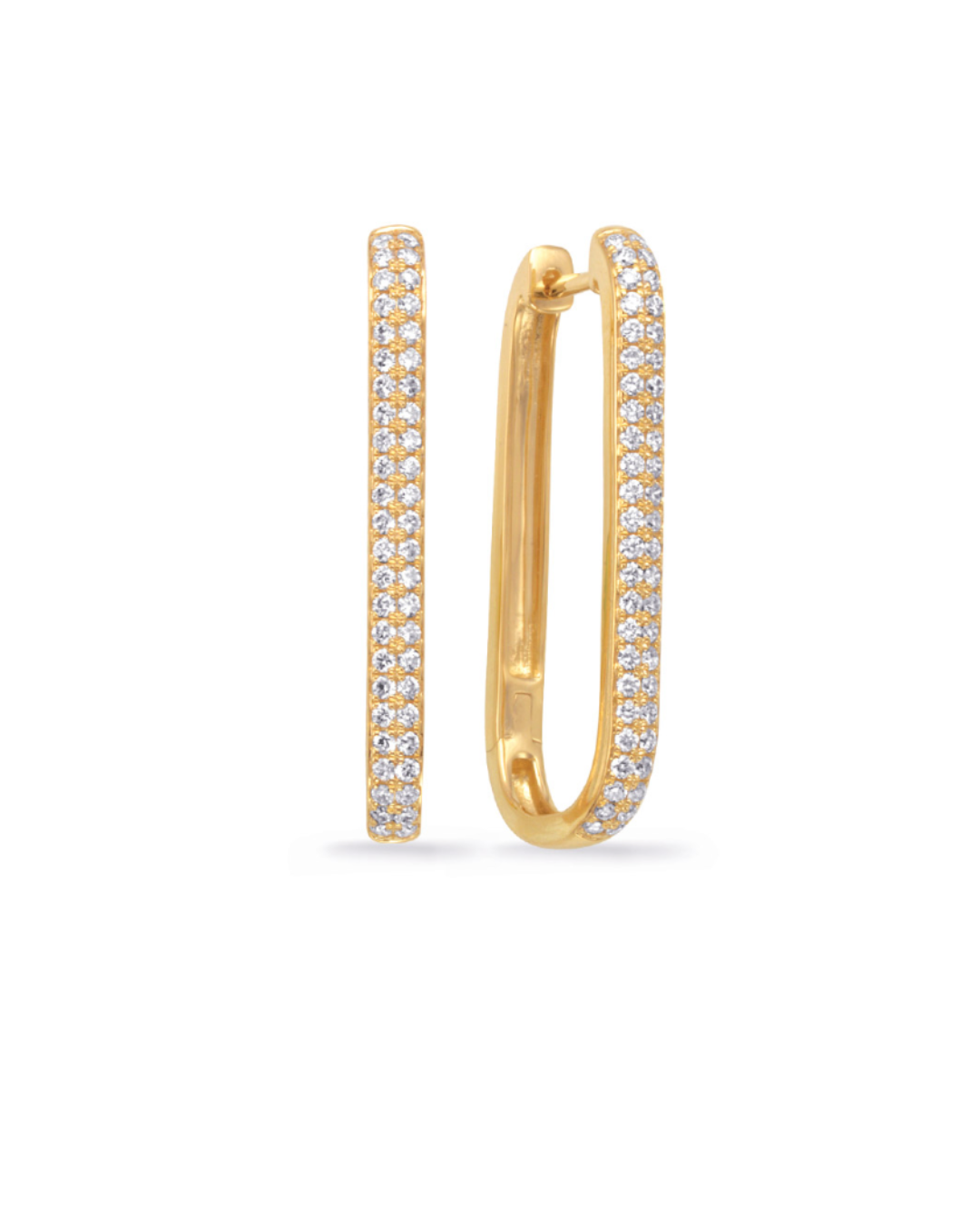 S.Kashi Elongated Pave Diamond Hoop Earrings