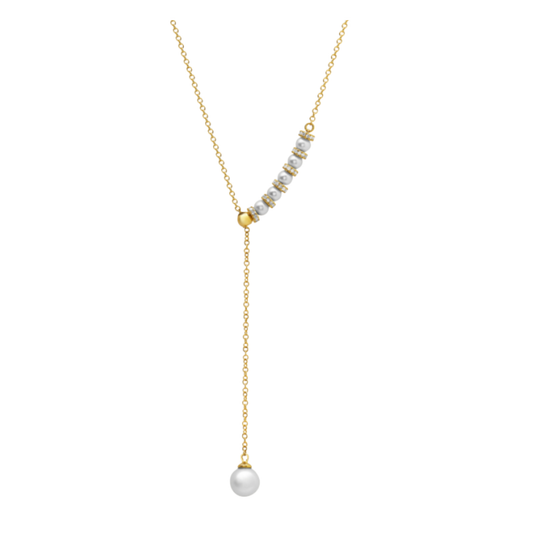 Bassali Pearl & Diamond Lariat Necklace