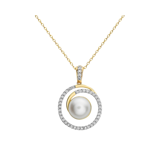 Bassali Pearl &  Diamond Swirl Pendant
