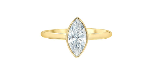 Marquise Lab Grown Diamond Bezel Set Solitaire Ring
