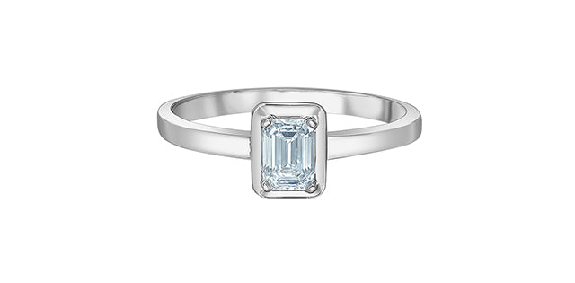 Emerald Cut Lab Grown Diamond Bezel Set Solitaire Ring