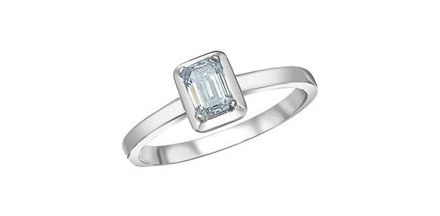 Emerald Cut Lab Grown Diamond Bezel Set Solitaire Ring