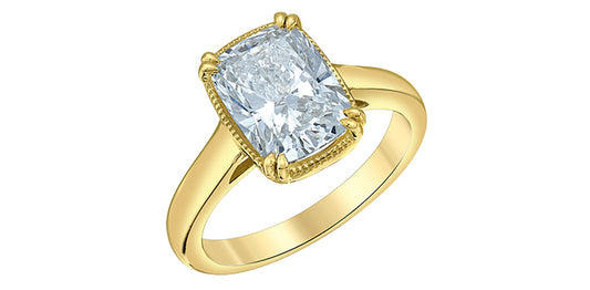 Elongated Cushion Lab Diamond Solitaire Engagement Ring