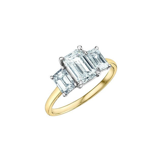 Emerald Cut Trinity Lab Grown Diamond Engagement Ring