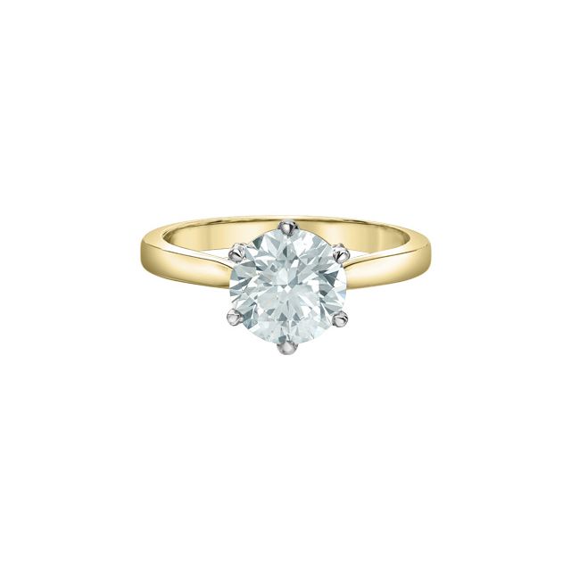 Round Lab Grown Six Claw Accented Trellis Engagement Ring