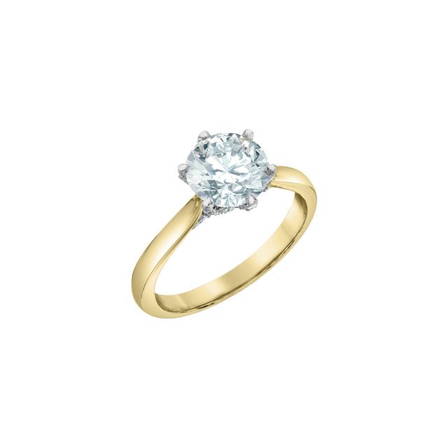 Round Lab Grown Six Claw Accented Trellis Engagement Ring