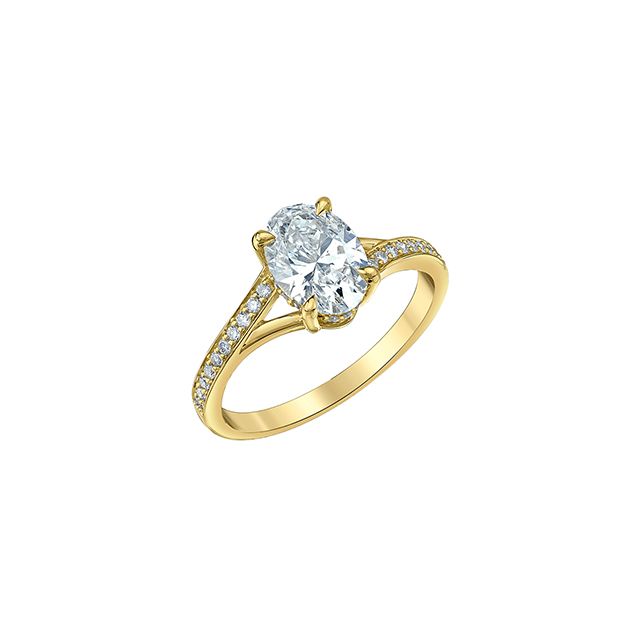 Oval Lab Grown Diamond Split Shank Engagement Ring