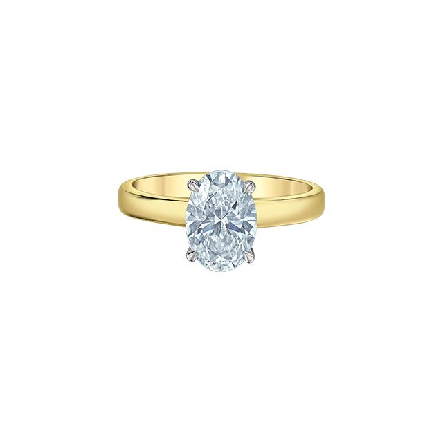 Oval Lab Grown Wide Shank Solitaire Engagement Ring