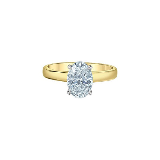 Oval Lab Grown Wide Shank Solitaire Engagement Ring