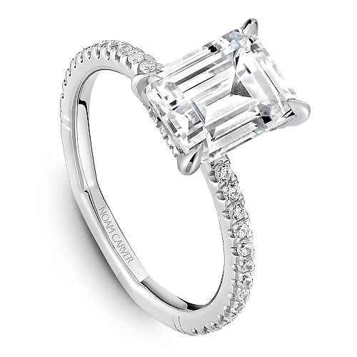 Noam Carver "Atelier" Emerald Cut Center, Diamond Accented & Hidden Halo Engagement Ring