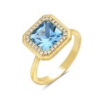 Bassali Blue Topaz and Diamond Cocktail Ring