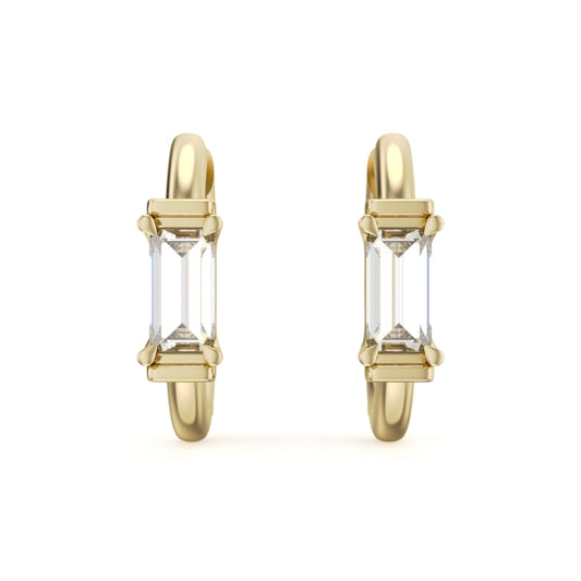 Noam Carver Strata Emerald Cut Huggie Hoop Earrings